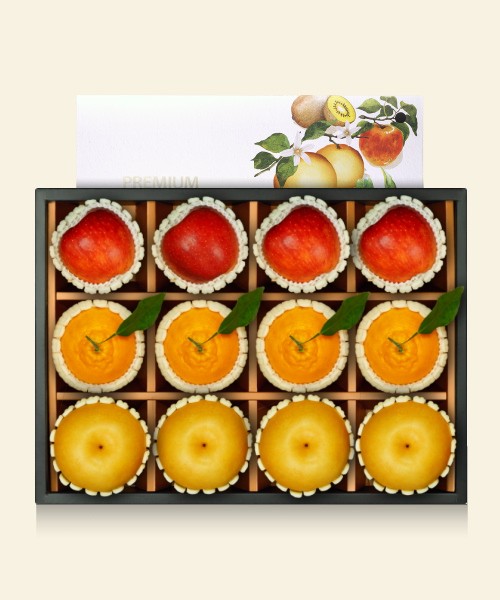 [명품] 프리미엄 사과&배&한라봉 혼합 선물세트(12과)